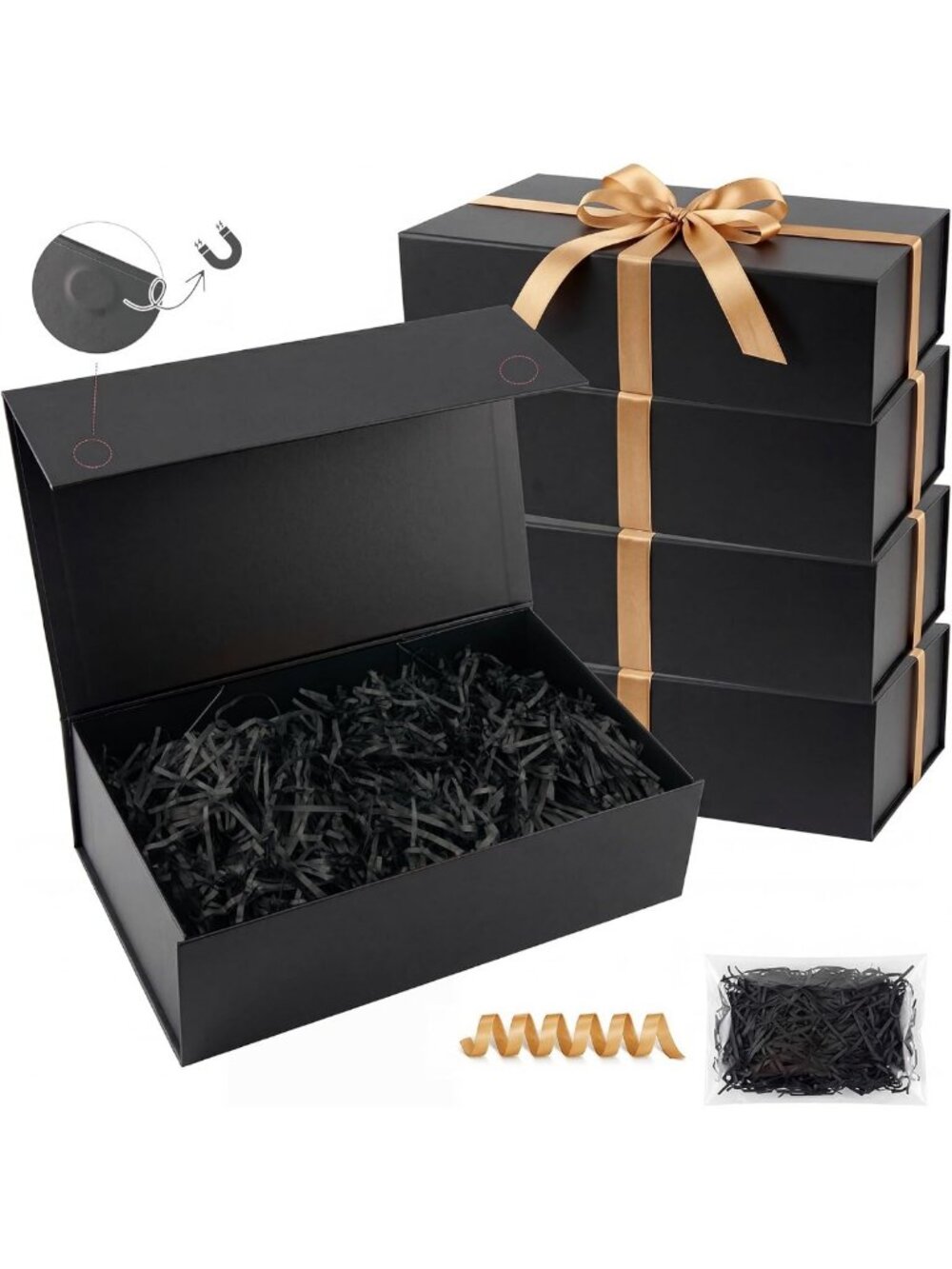 5 Pack Large Magnetic Gift Boxes - Perfect for Groomsmen, 14x8x4 Inches